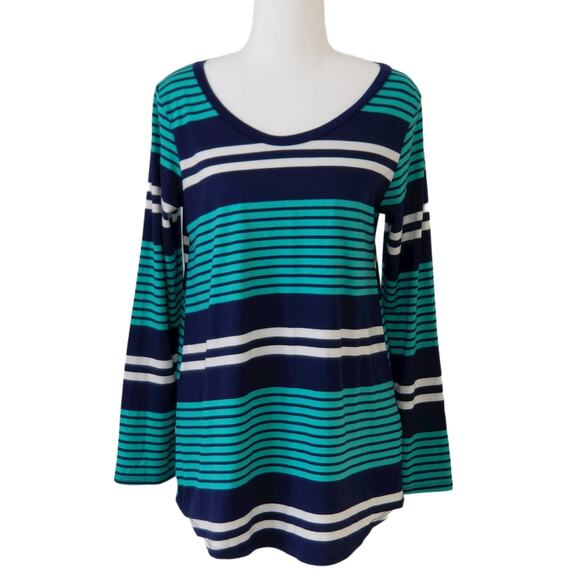 CHRIS & CAROL STRIPED TUNIC GREEN AND BLACK - Size M - Picture 1 of 5